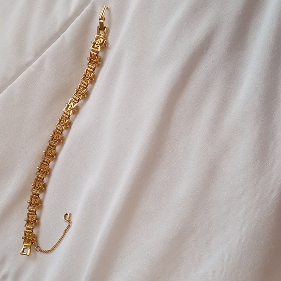 Vintage gold pearl, blue pearl, bracelet - Picture 5 of 8